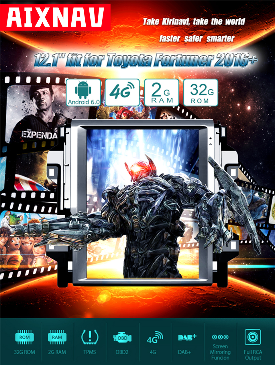 Auto Multimedia Player For Toyota Fortuner 2016-2017